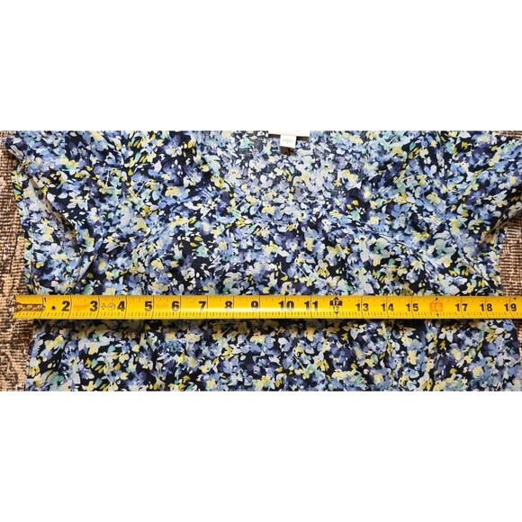 J. Jill Women’s S 100% Linen Blue Floral Shift Dress with Pockets Beach Coastal - Picture 3 of 9